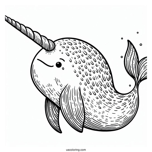 Narwhal Coloring Page With Massive Tusk
