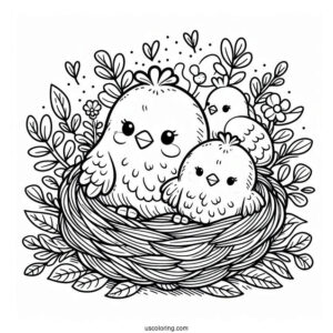 Adorable Chicken Sitting On Nest