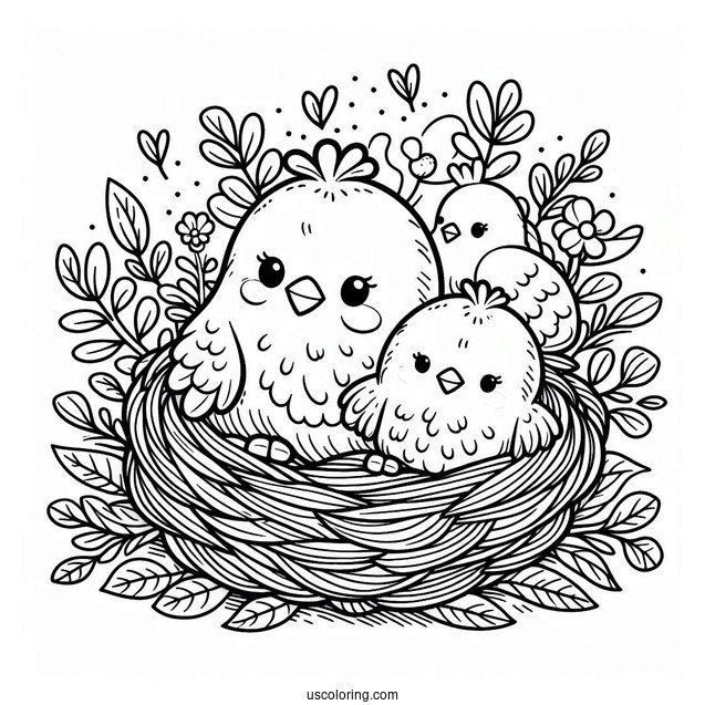 Adorable Chicken Sitting On Nest