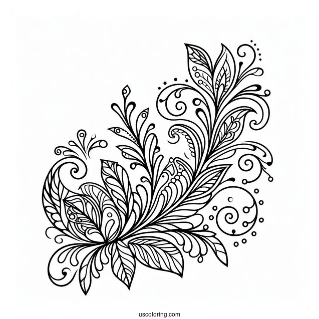 Easy Flowing Floral Pattern Coloring Page