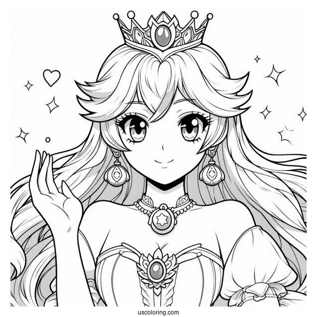 Princess Coloring Page Of Anime Princess Peach