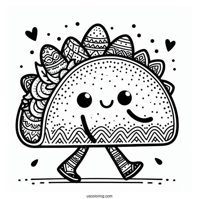 Piñata Walking With A Taco Coloring Page