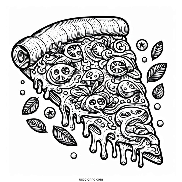 Pizza Slice With Lots Of Melting Cheese To Color