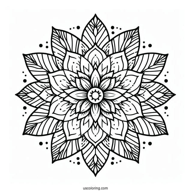 Easy Flower Mandala Coloring Page With Pointed Petals