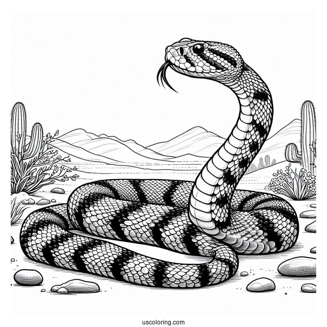 Detailed Black Tailed Rattlesnake In The Desert