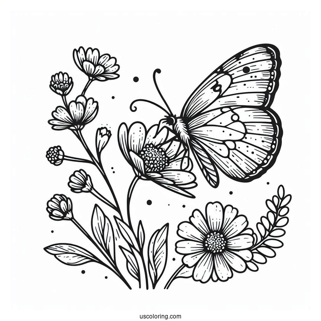 Butterfly Feeding On Flower Nectar