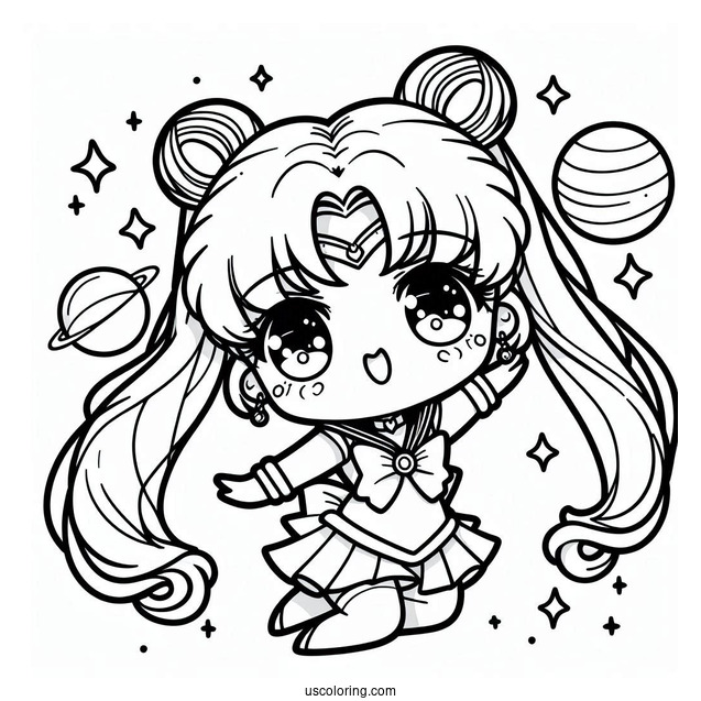 Chibi Kawaii Sailor Moon Coloring In
