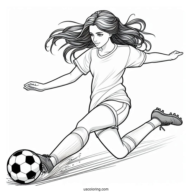 Soccer Player Doing a Slide Tackle