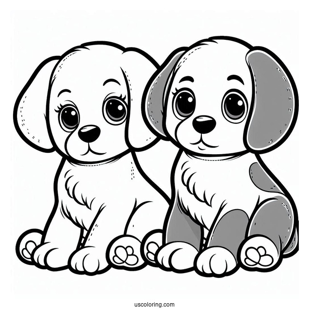Two Tone Puppy Coloring Sheet For Preschoolers