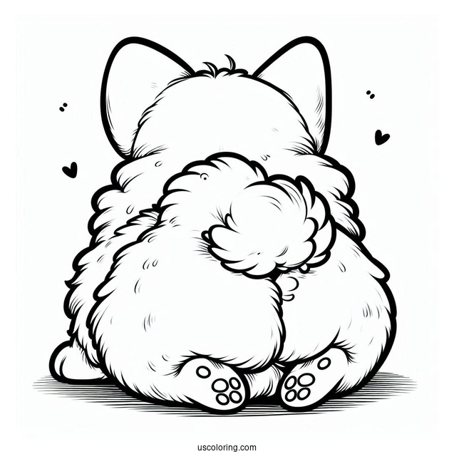 Fluffy Corgi Coloring Page Butt For Preschoolers