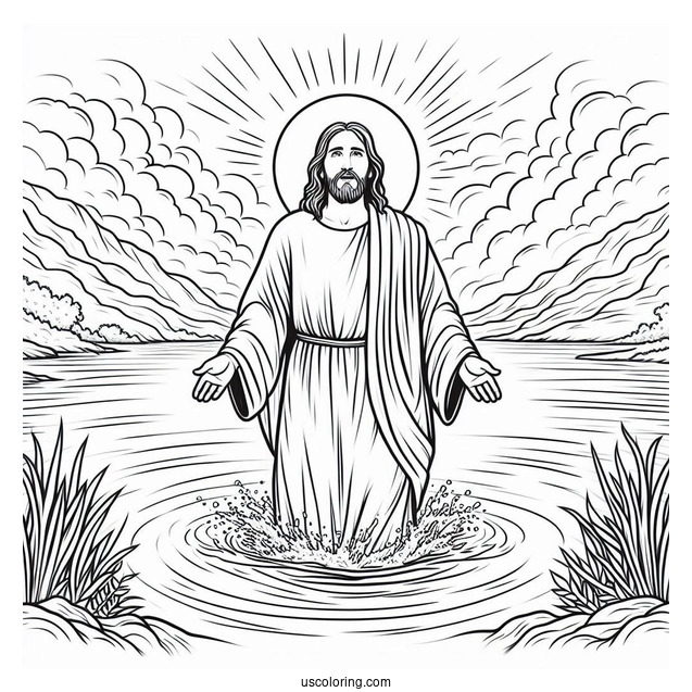 Jesus Walked On Water Miracle Coloring Page